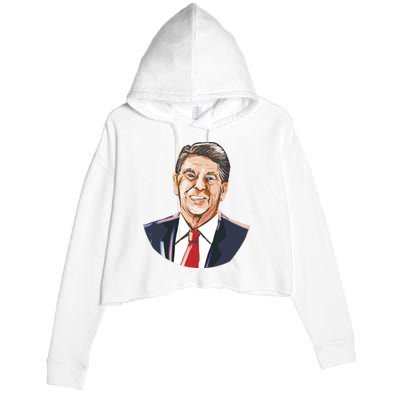 Ronald Reagan Illustration Crop Fleece Hoodie