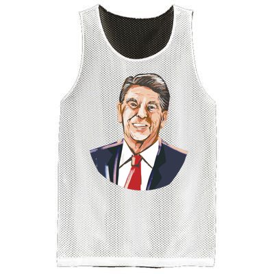 Ronald Reagan Illustration Mesh Reversible Basketball Jersey Tank