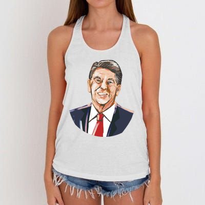 Ronald Reagan Illustration Women's Knotted Racerback Tank