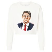 Ronald Reagan Illustration Cropped Pullover Crew