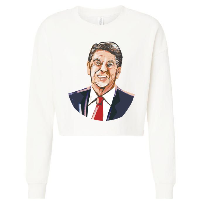 Ronald Reagan Illustration Cropped Pullover Crew