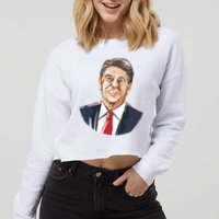 Ronald Reagan Illustration Cropped Pullover Crew