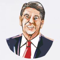 Ronald Reagan Illustration Cropped Pullover Crew