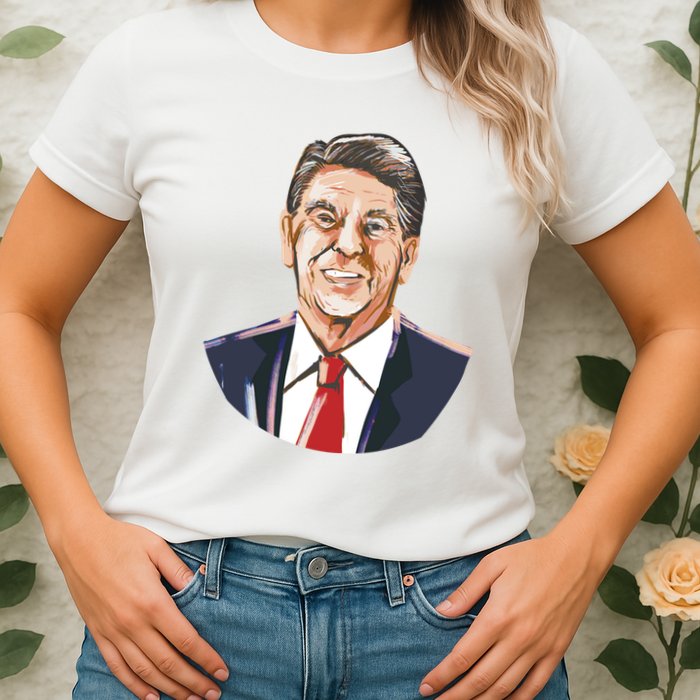 Ronald Reagan Illustration Womens T-Shirt
