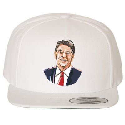 Ronald Reagan Illustration Wool Snapback Cap