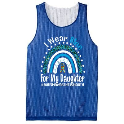 Rainbow Ribbon I Wear Blue For My Daughter Autism Awareness Meaningful Gift Mesh Reversible Basketball Jersey Tank