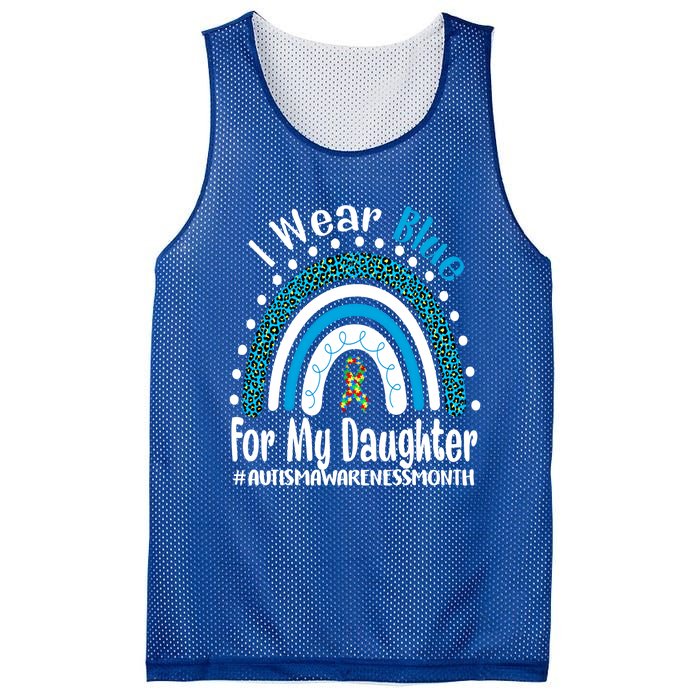 Rainbow Ribbon I Wear Blue For My Daughter Autism Awareness Meaningful Gift Mesh Reversible Basketball Jersey Tank