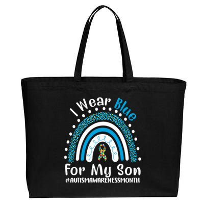 Rainbow Ribbon I Wear Blue For My Son Autism Awareness Meaningful Gift Cotton Canvas Jumbo Tote