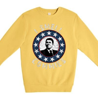 Ronald Reagan I Smell Commies Retro Vintage Political Humor Premium Crewneck Sweatshirt