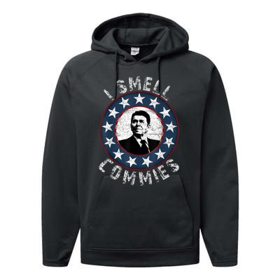 Ronald Reagan I Smell Commies Retro Vintage Political Humor Performance Fleece Hoodie