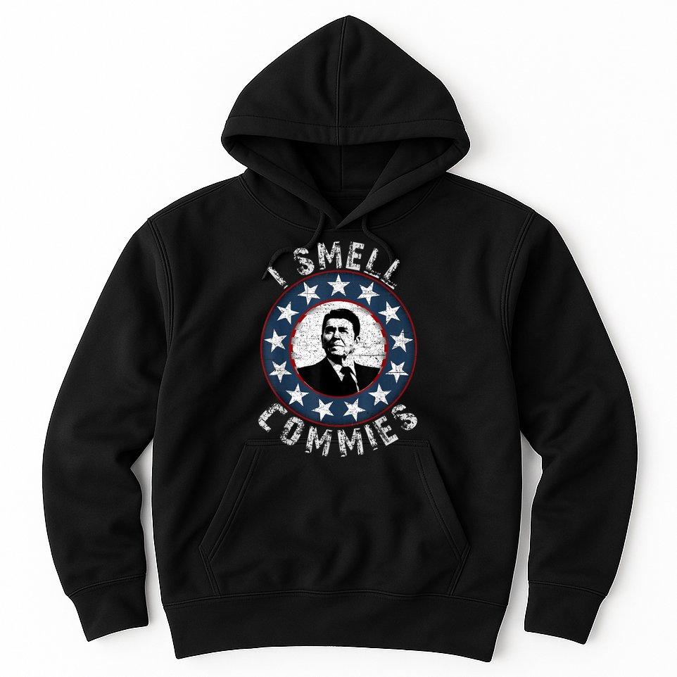 Ronald Reagan I Smell Commies Retro Vintage Political Humor Hoodie