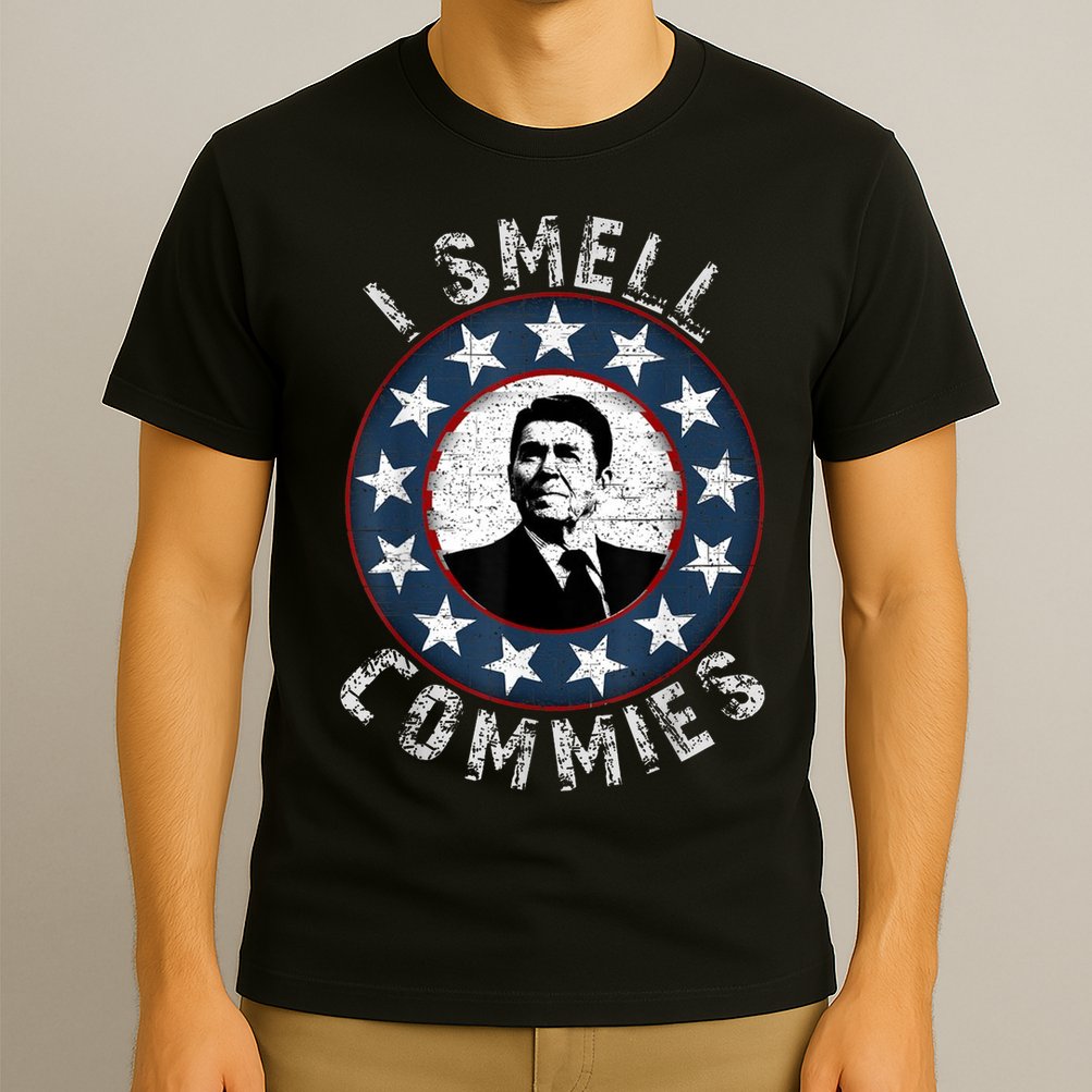 Ronald Reagan I Smell Commies Retro Vintage Political Humor T-Shirt