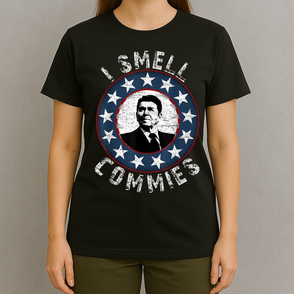 Ronald Reagan I Smell Commies Retro Vintage Political Humor T-Shirt