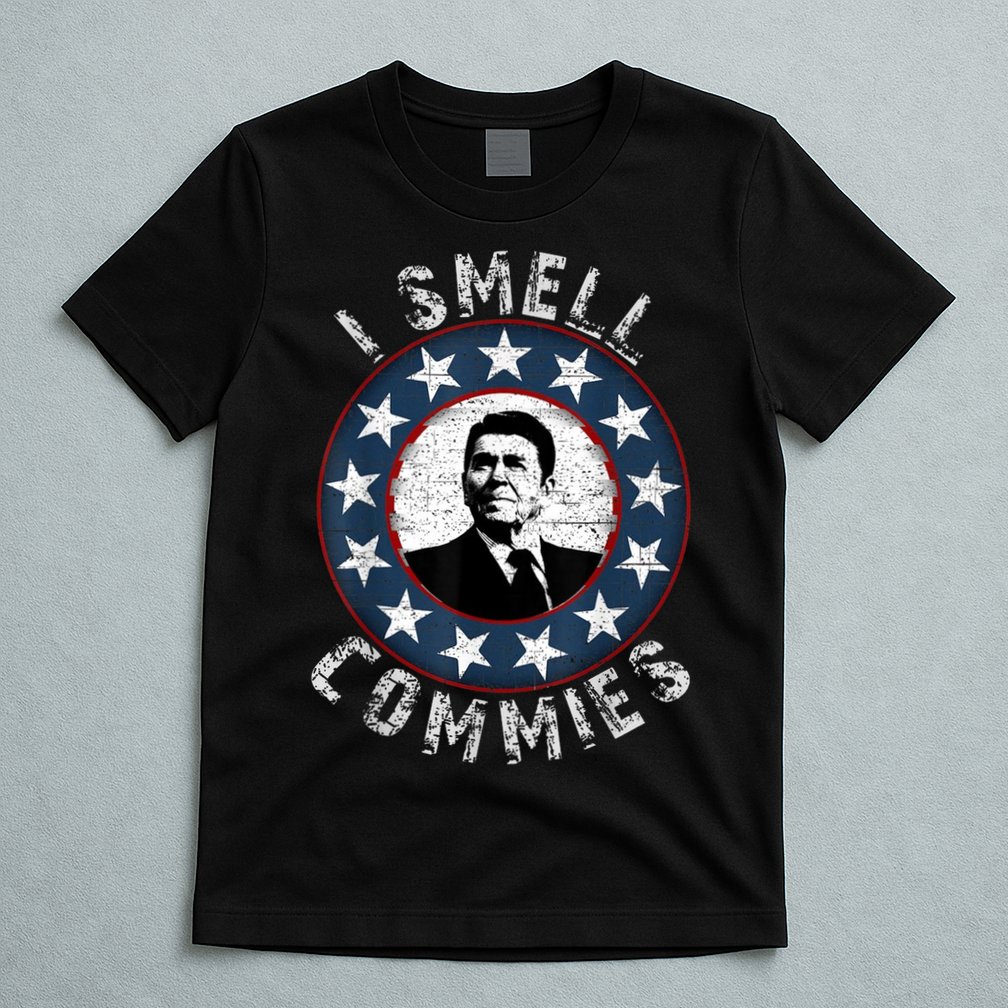 Ronald Reagan I Smell Commies Retro Vintage Political Humor T-Shirt