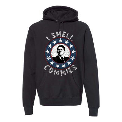 Ronald Reagan I Smell Commies Retro Vintage Political Humor Premium Hoodie