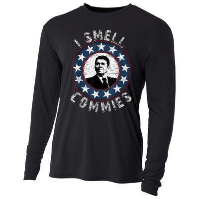 Ronald Reagan I Smell Commies Retro Vintage Political Humor Cooling Performance Long Sleeve Crew