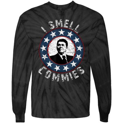 Ronald Reagan I Smell Commies Retro Vintage Political Humor Tie-Dye Long Sleeve Shirt