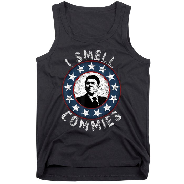 Ronald Reagan I Smell Commies Retro Vintage Political Humor Tank Top