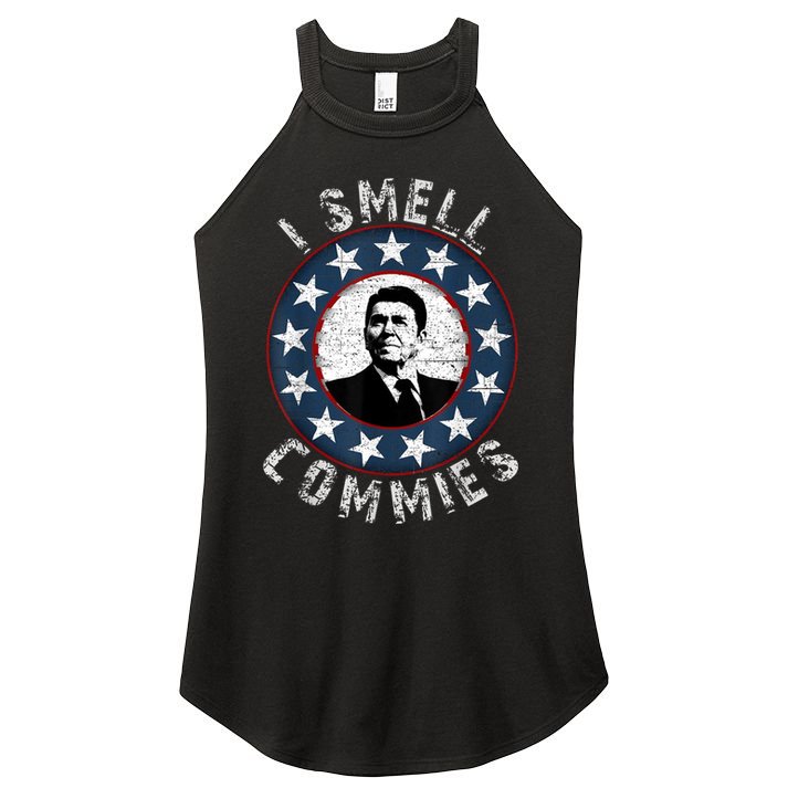 Ronald Reagan I Smell Commies Retro Vintage Political Humor Women's Perfect Tri Rocker Tank