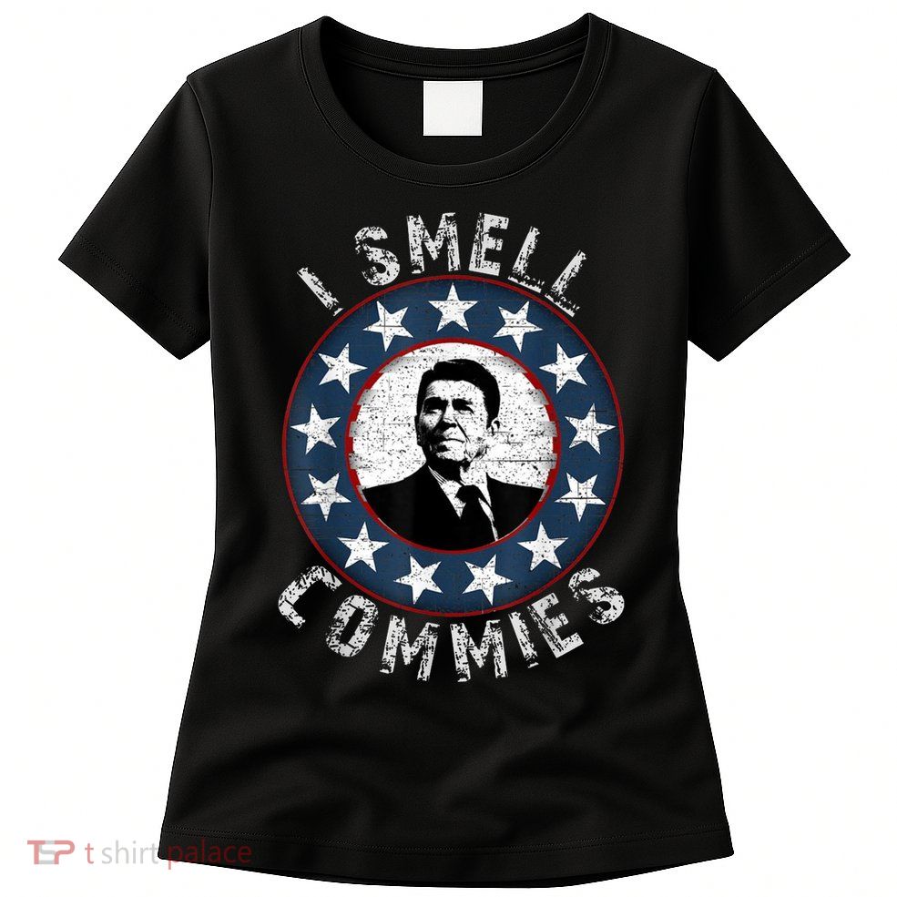 Ronald Reagan I Smell Commies Retro Vintage Political Humor Womens T-Shirt