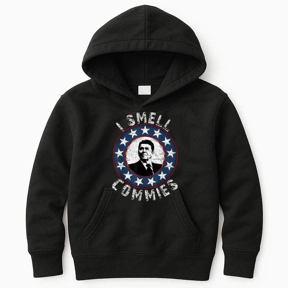 Ronald Reagan I Smell Commies Retro Vintage Political Humor Kids Hoodie