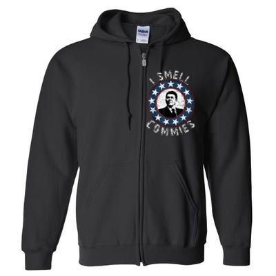 Ronald Reagan I Smell Commies Retro Vintage Political Humor Full Zip Hoodie