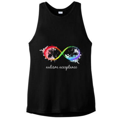 retro Red Instead Autism Autism Acceptance Ladies PosiCharge Tri-Blend Wicking Tank