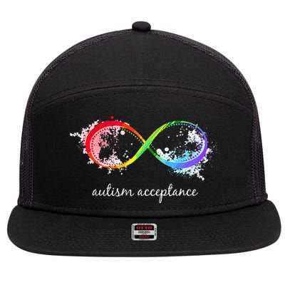 retro Red Instead Autism Autism Acceptance 7 Panel Mesh Trucker Snapback Hat