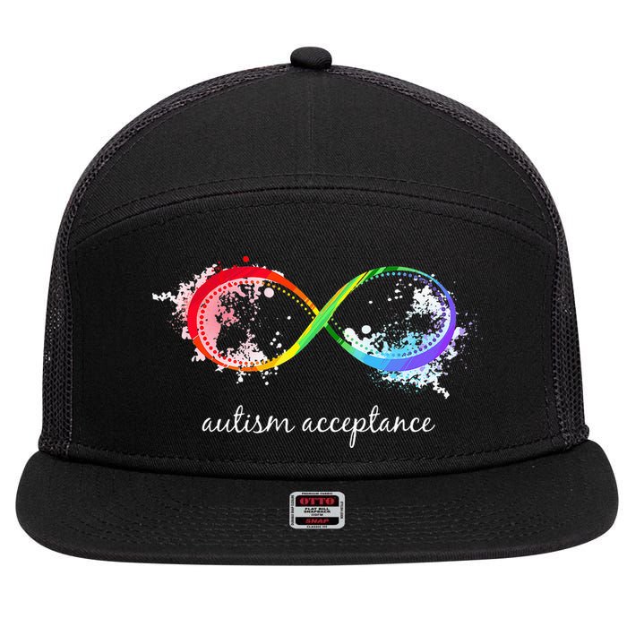 retro Red Instead Autism Autism Acceptance 7 Panel Mesh Trucker Snapback Hat