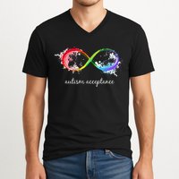 retro Red Instead Autism Autism Acceptance V-Neck T-Shirt