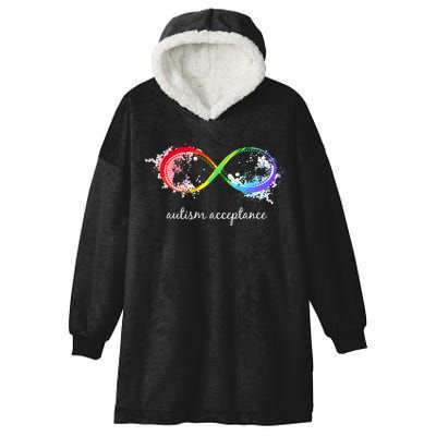 retro Red Instead Autism Autism Acceptance Hooded Wearable Blanket