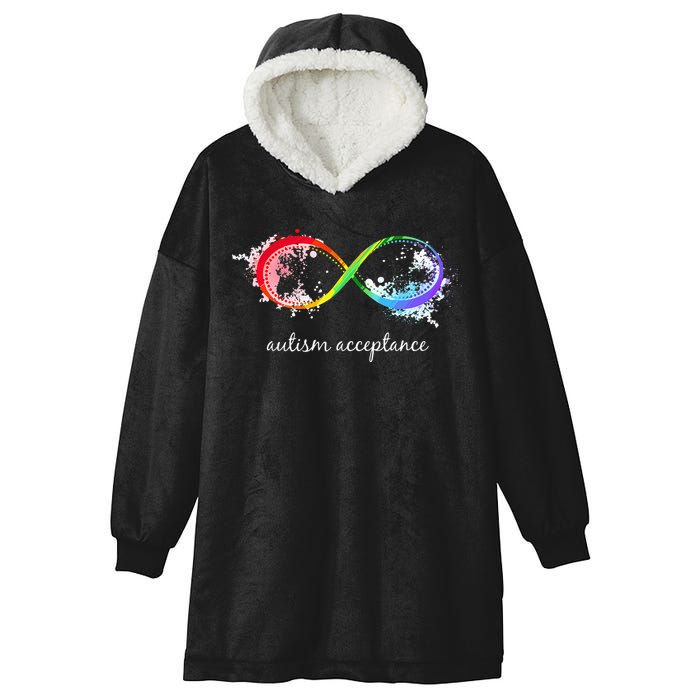 retro Red Instead Autism Autism Acceptance Hooded Wearable Blanket