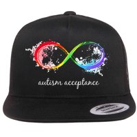 retro Red Instead Autism Autism Acceptance Flat Bill Trucker Hat