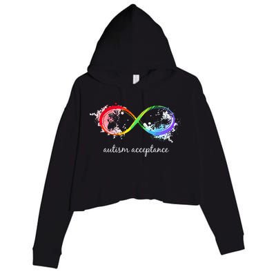 retro Red Instead Autism Autism Acceptance Crop Fleece Hoodie