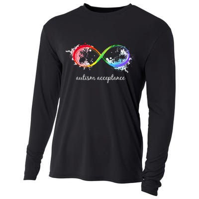 retro Red Instead Autism Autism Acceptance Cooling Performance Long Sleeve Crew