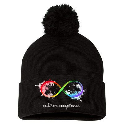 retro Red Instead Autism Autism Acceptance Pom Pom 12in Knit Beanie