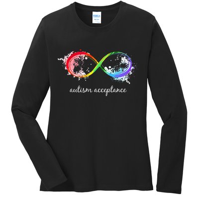 retro Red Instead Autism Autism Acceptance Ladies Long Sleeve Shirt