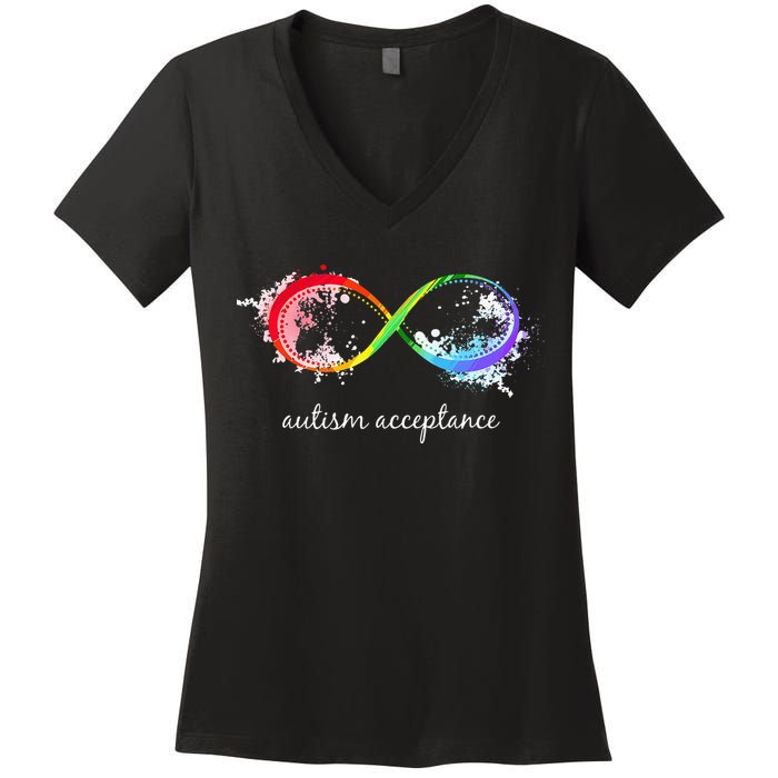 retro Red Instead Autism Autism Acceptance Women's V-Neck T-Shirt