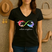 retro Red Instead Autism Autism Acceptance Women's V-Neck T-Shirt