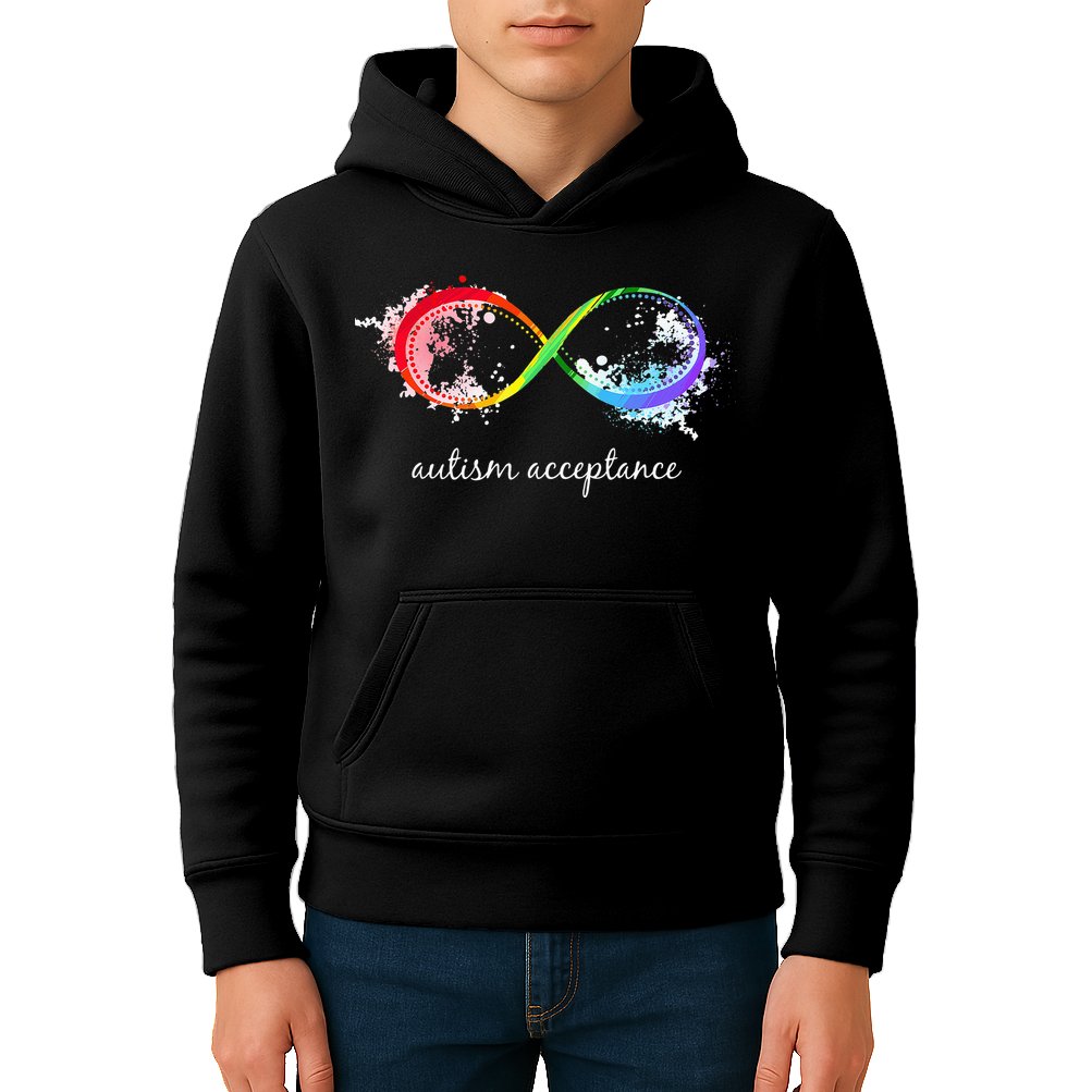 retro Red Instead Autism Autism Acceptance Kids Hoodie