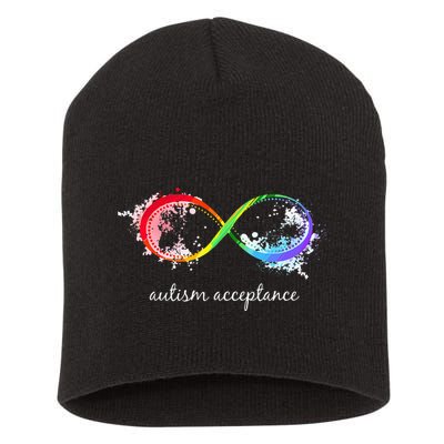 retro Red Instead Autism Autism Acceptance Short Acrylic Beanie