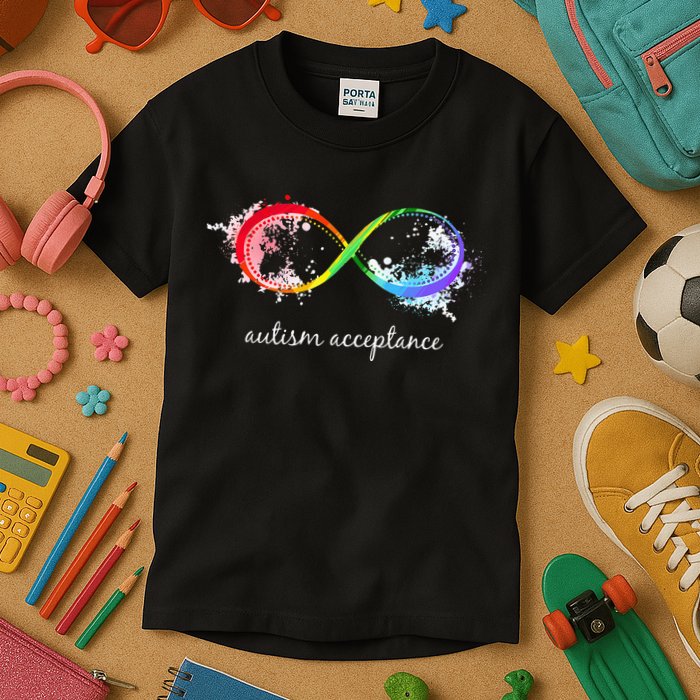 retro Red Instead Autism Autism Acceptance Kids T-Shirt