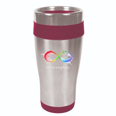 retro Red Instead Autism Autism Acceptance 16oz Travel Tumbler