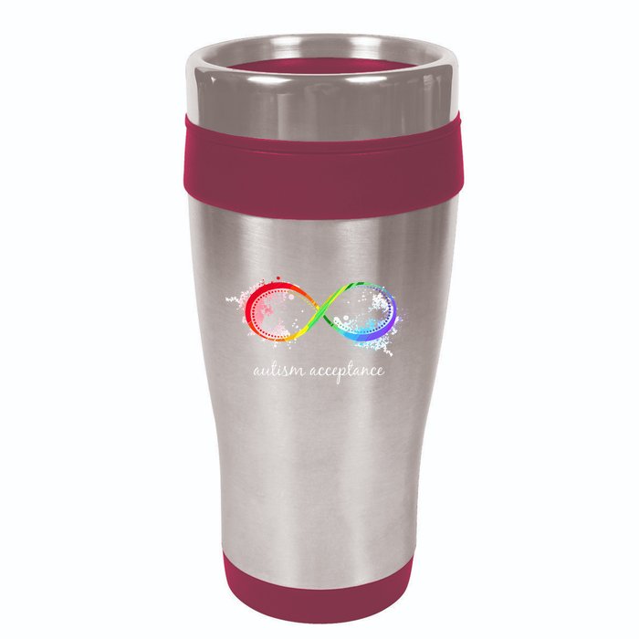 retro Red Instead Autism Autism Acceptance 16oz Travel Tumbler