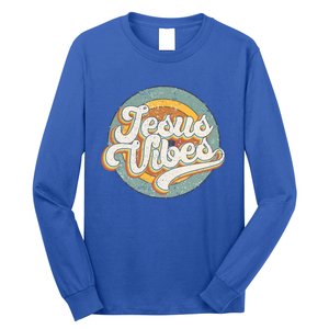 Retro Rainbow Jesus Vibes Bible Verse Christian Religious Gift Long Sleeve Shirt