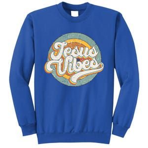 Retro Rainbow Jesus Vibes Bible Verse Christian Religious Gift Sweatshirt