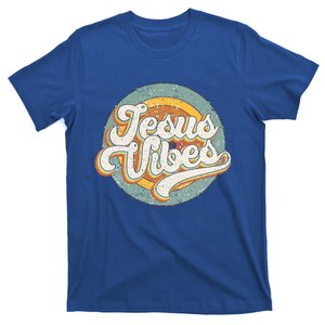 Retro Rainbow Jesus Vibes Bible Verse Christian Religious Gift T-Shirt