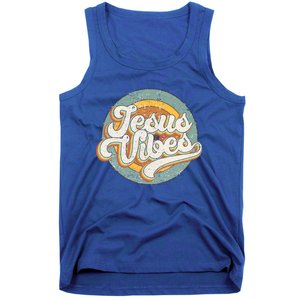 Retro Rainbow Jesus Vibes Bible Verse Christian Religious Gift Tank Top