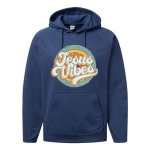 Retro Rainbow Jesus Vibes Bible Verse Christian Religious Gift Performance Fleece Hoodie