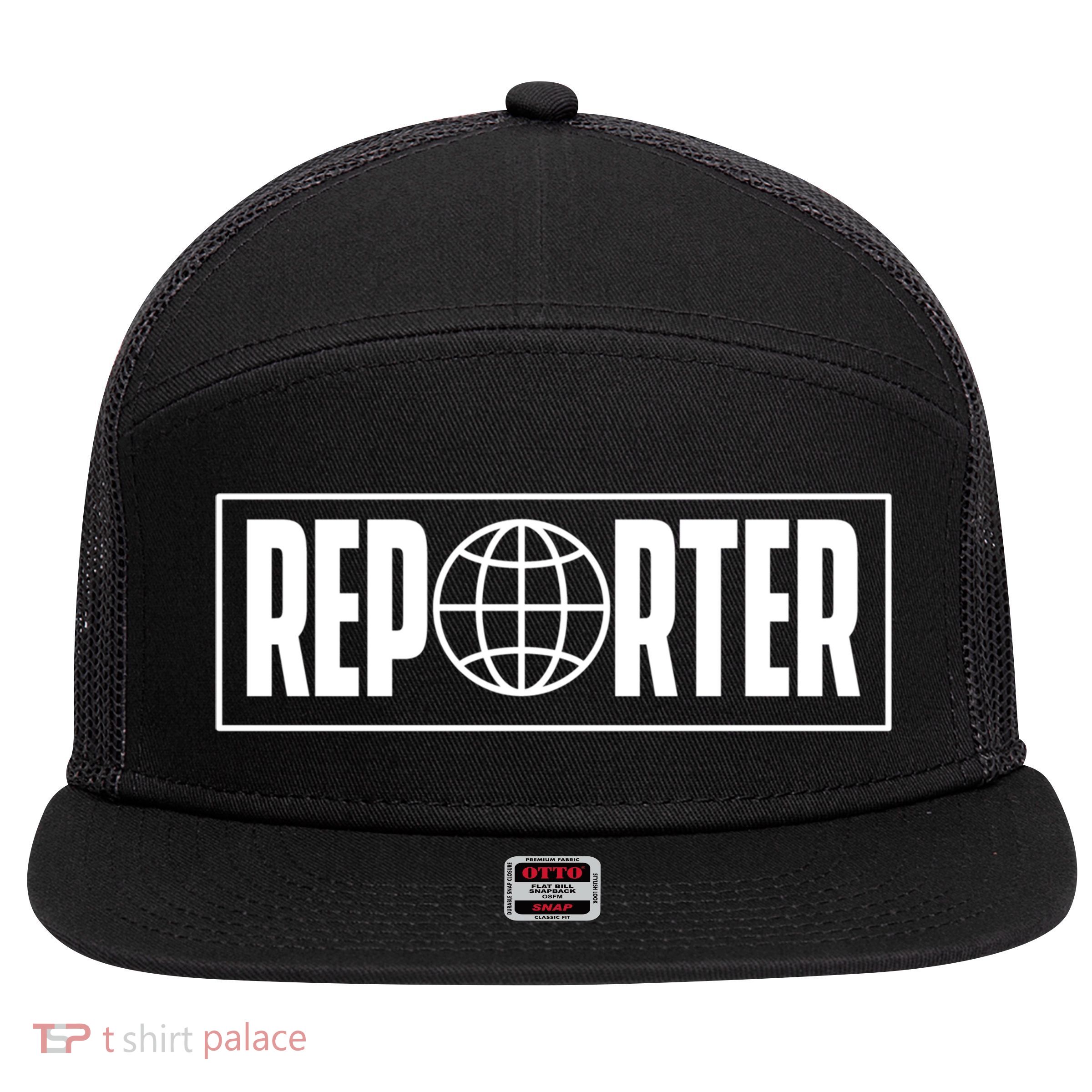 Reporter Reporting Journalist Press Member Correspondent Cute Gift 7 Panel Mesh Trucker Snapback Hat